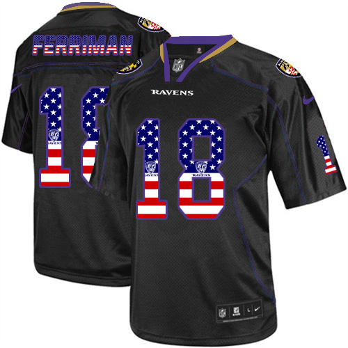 Men's Limited Breshad Perriman Nike Jersey Black - #18 USA Flag Fashion NFL Baltimore Ravens